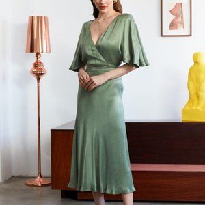 Silky Butterfly Sleeve Dress